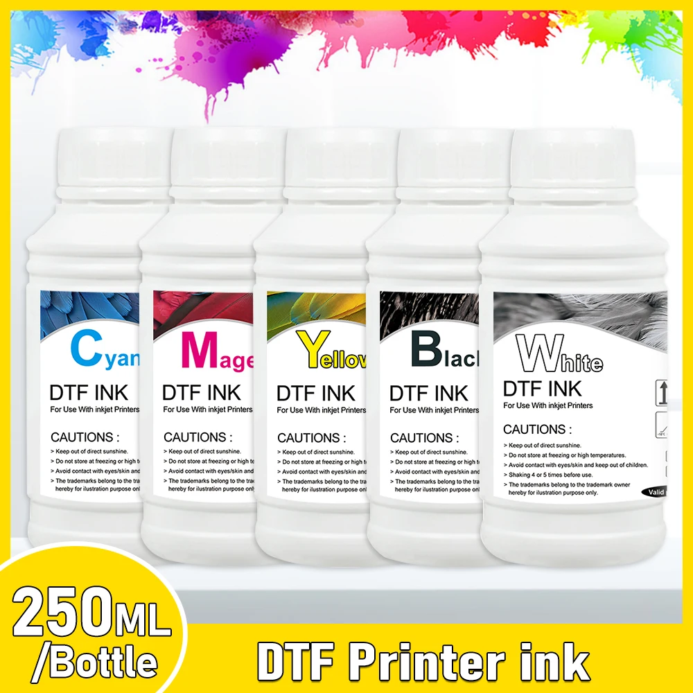 

5*250ml DTF Ink Kit For all desktop large format DTF printer DTF Ink For DTF Printer PET Film DTF Printer Pigment ink For DTF