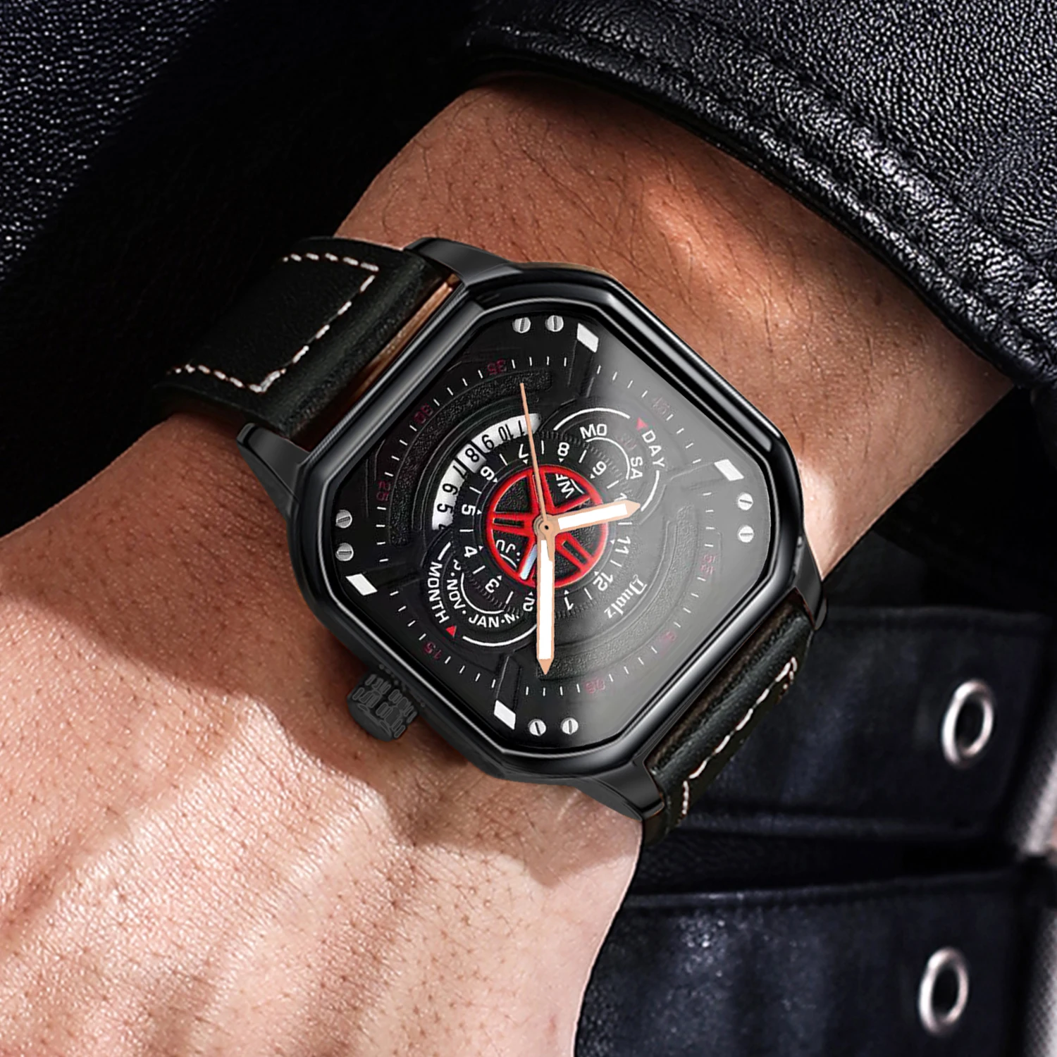 ساعة رجالية عصرية بحزام جلدي كاجوال مربعة للرجال ساعة هدية لصديقك ساعة رجالية