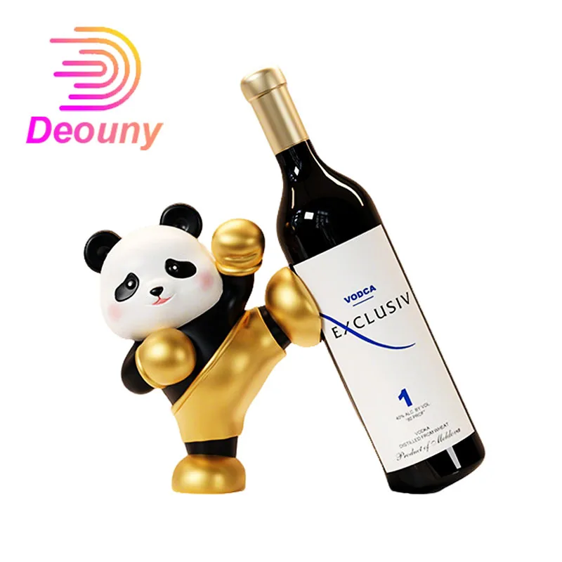 DEOUNY Panda Wine Rack Bottle Position Ornaments Wine Cabinet Bottle holder Decorations Cabinet Dining Wine Bottle Stand