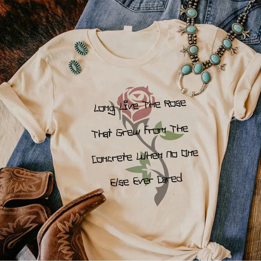 

Rose t shirt women funny top girl designer Japanese graphic clothing