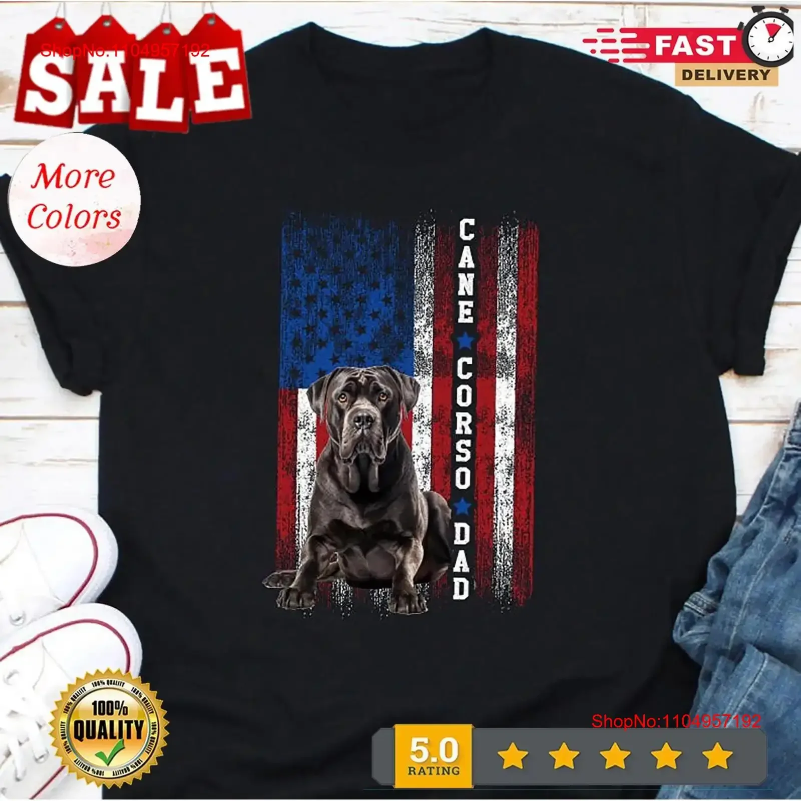 

Cane Corso Dog Dad American Flag T Shirt Lover Da vintage Washed Slightly Comfortable Breathable streetwear Soft homme fashion