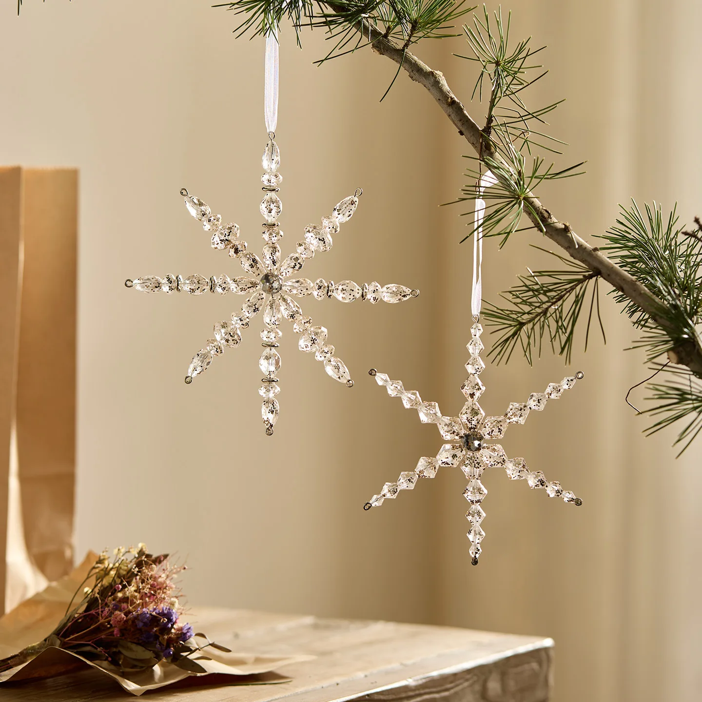 

New Christmas Decoration Transparent Acrylic Three Dimensional Snowflake Pendant Ins Christmas Tree Hanging Decoration