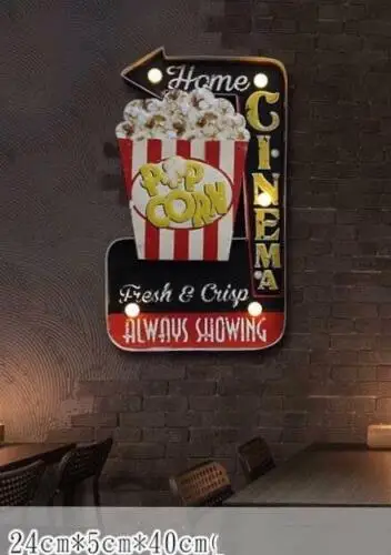 Ретро винтажный металлический фон для стен, декор для попкорна, кинотеатра, закусок, паба, бара, фильмов, искусство