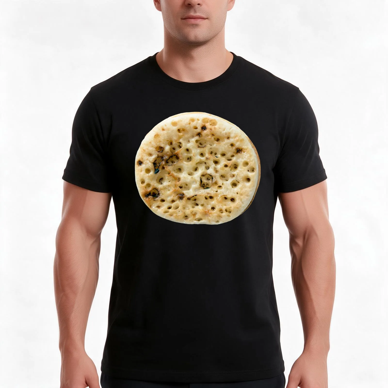 Crumpet Buttered Overhead T-Shirt, Summer Casual Cotton Tee, Oversized Streetwear Tops, Vintage Graphic Print, Unisex Men Women