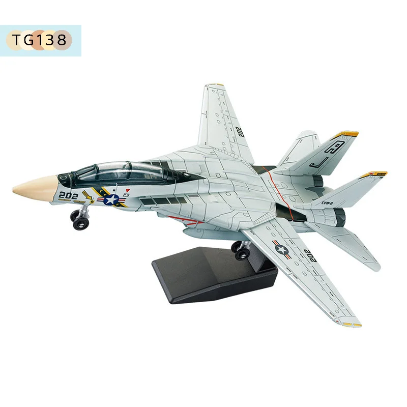 【New】1:72 Scale F-14 Tomcat Fighter Jet Model White & Black ABS Plastic Aircraft With Detailed Design 10.24inch Length
