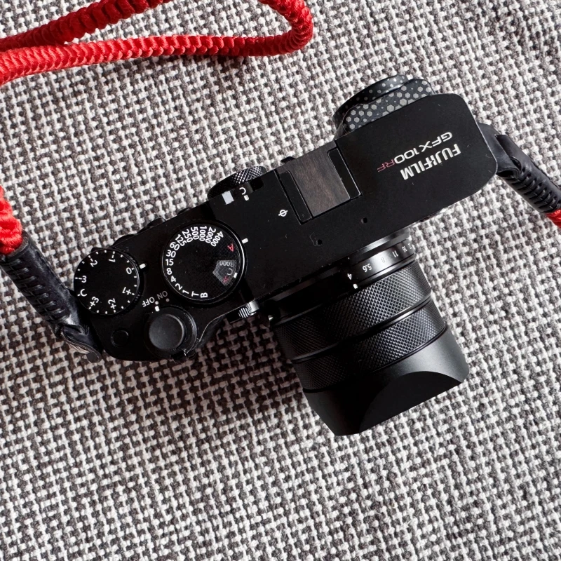 Design for Fujifilm GFX100RF Bayonet Metal Square Lens Hood Comes with Free Metal Cap Black, Silver