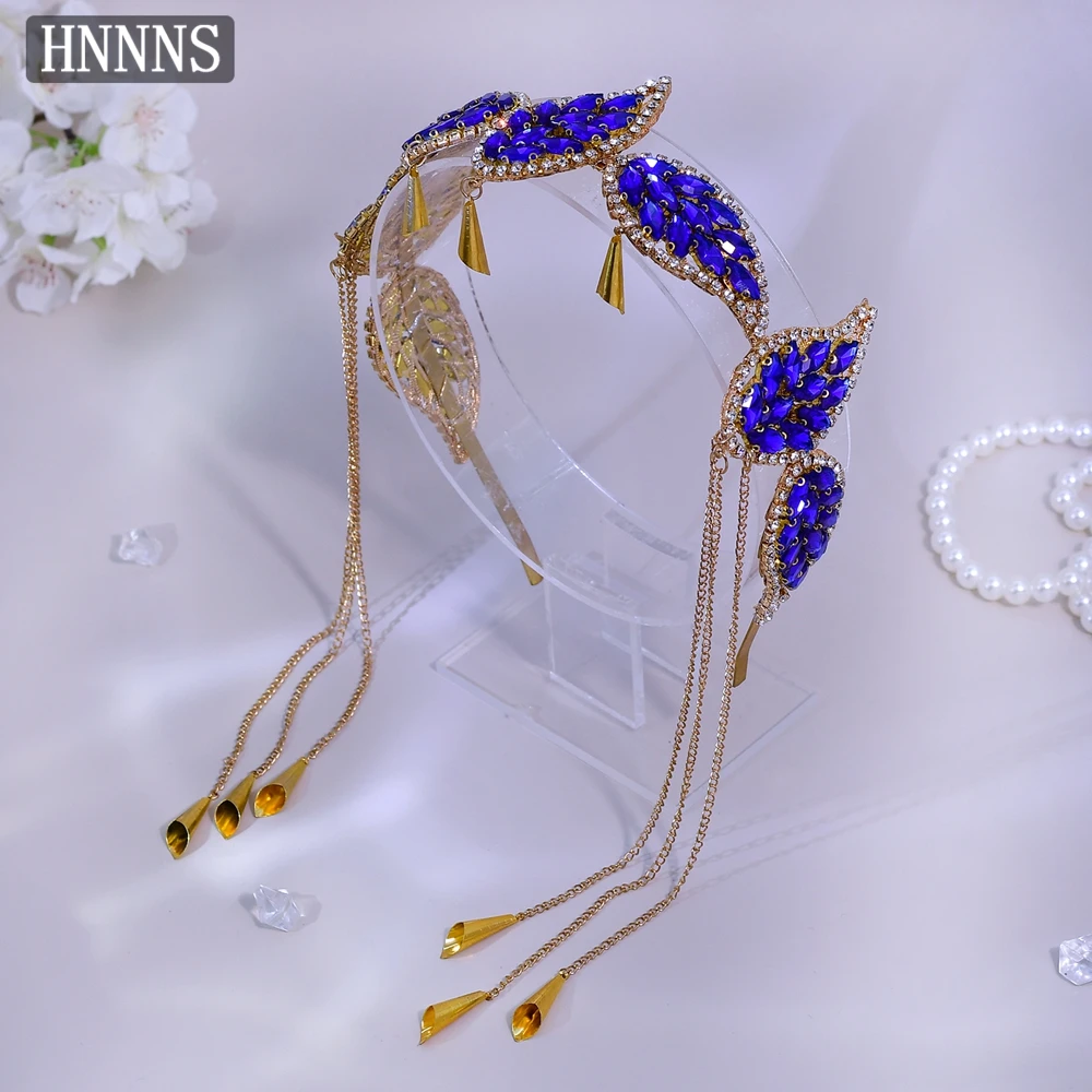

HNNNS Alloy Tassel Hair Ornaments Headband Vintage Luxury Hair Hoop Sparkling Rhinestone Headdress Women Hair Accessories A365