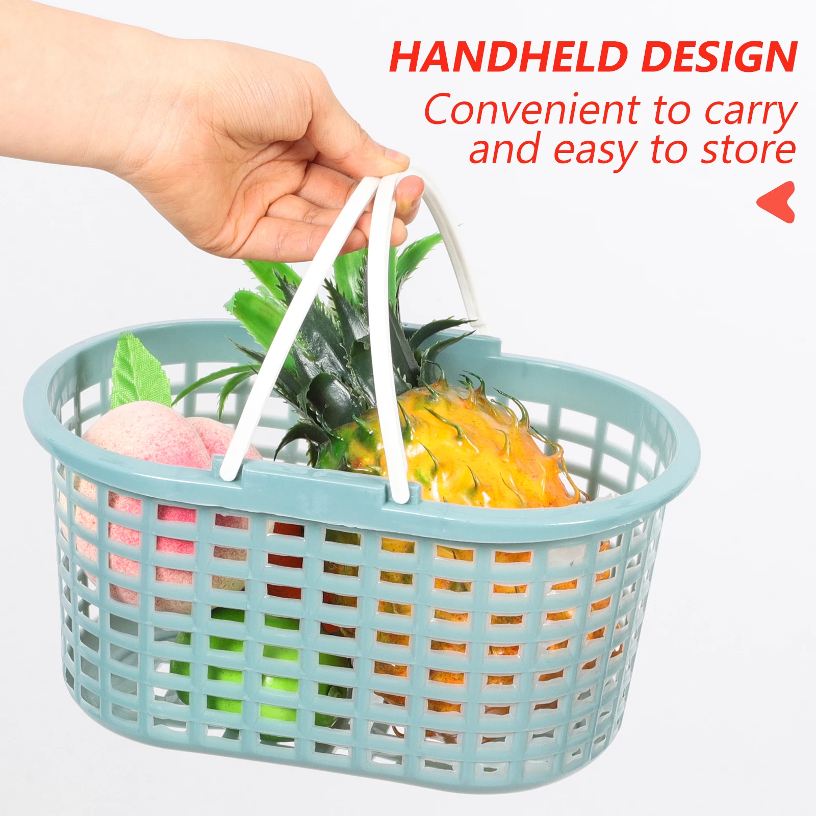 3 Pcs Picking Basket With Handle Shower Storage Plastic Vegetable Bath Kitchen Fruit Baskets ganizer Container