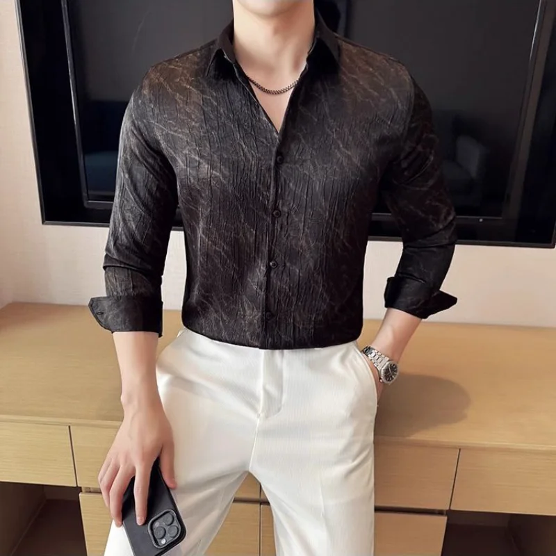 

Stylish Print Long Sleeve Shirt For Men Trendy Casual Wear
