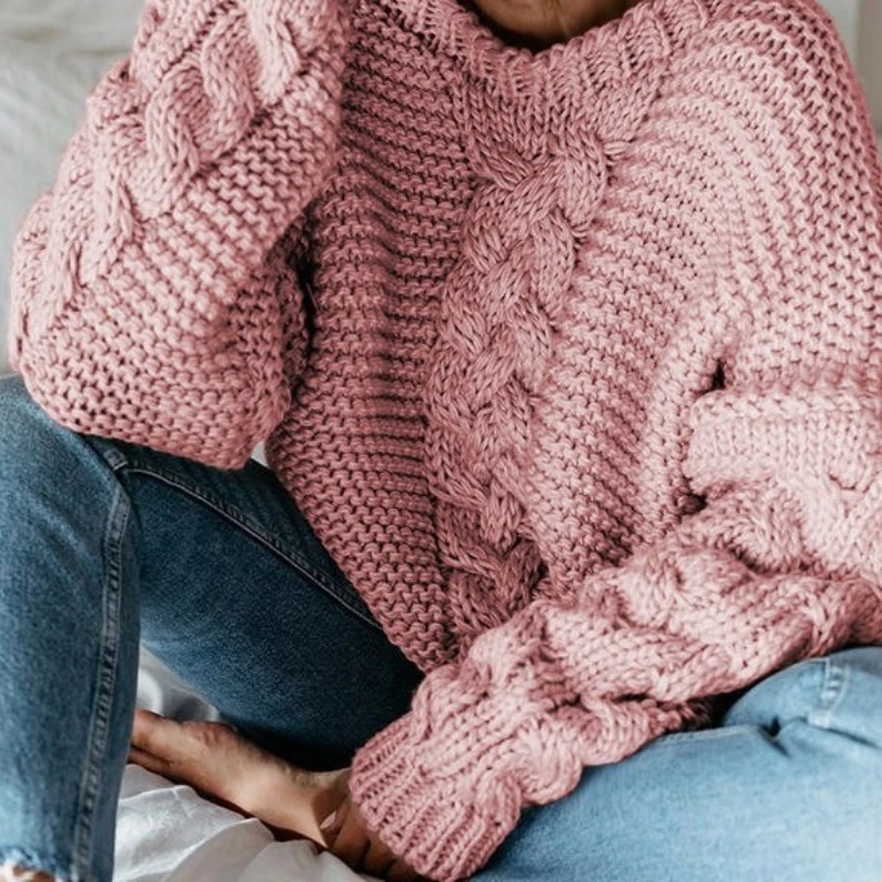 

2025 Autumn and Winter Solid Color Pullover V-neck Loose Sweater Women's Casual Sweater