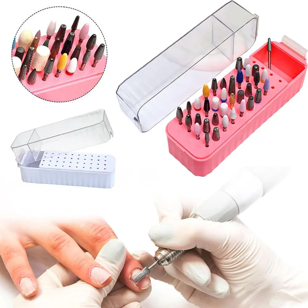40-gaten nagelboren houder helder stofdicht boor geval voor acryl nagelboren opslag nagelgereedschap