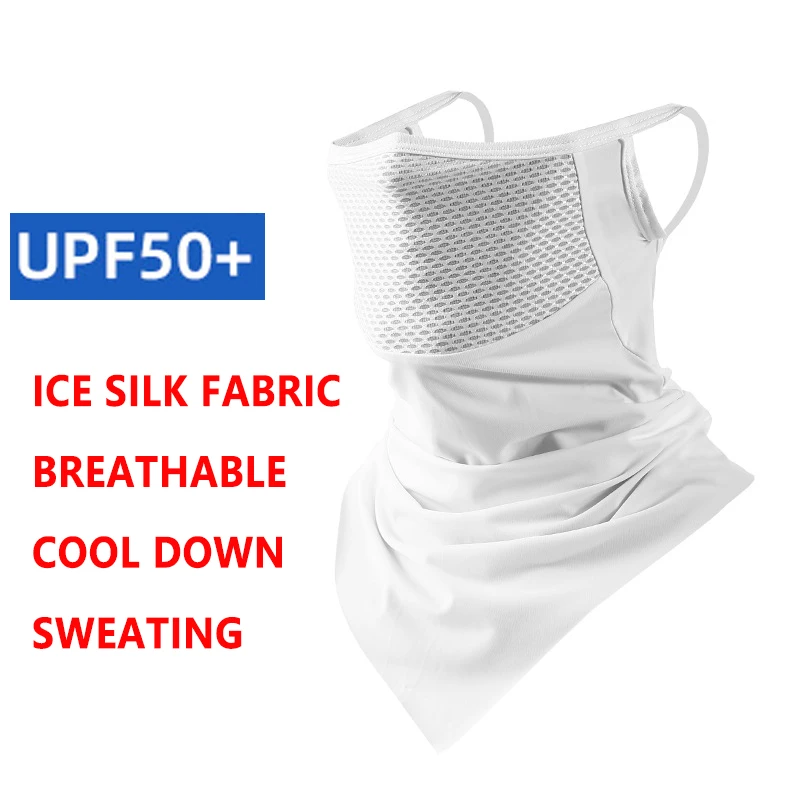 قناع واقي من الشمس من الحرير الجليدي الصيفي، منشفة وجه قابلة للتنفس لصيد الأسماك، قناع ركوب الدراجات، حماية من أشعة الشمس الرياضية، حماية من البعوض Upf50+
