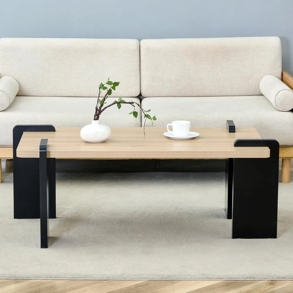 

Modern Industrial Coffee Table, Color Coffee Table for Living Room, Minimalist Living Room Table with Sturdy