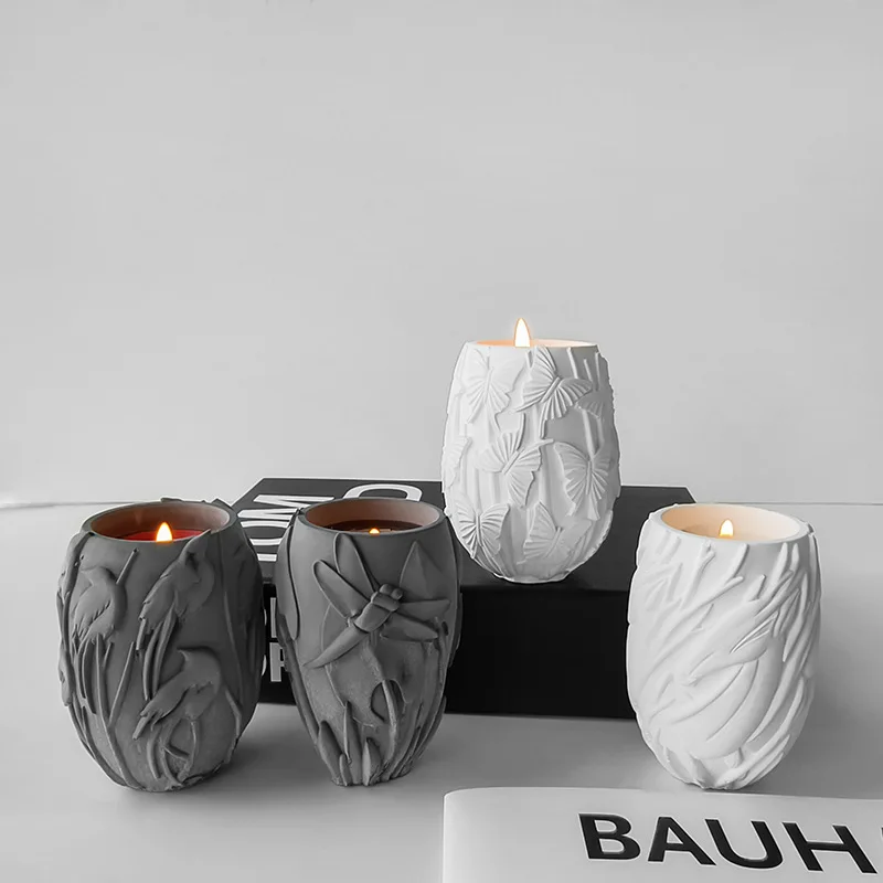 DIY Animal Relief Candle Jar Silicone Mold Handmade Plaster Candle Cup Molds Gypsum Form Cup Wax Making Home Decoration