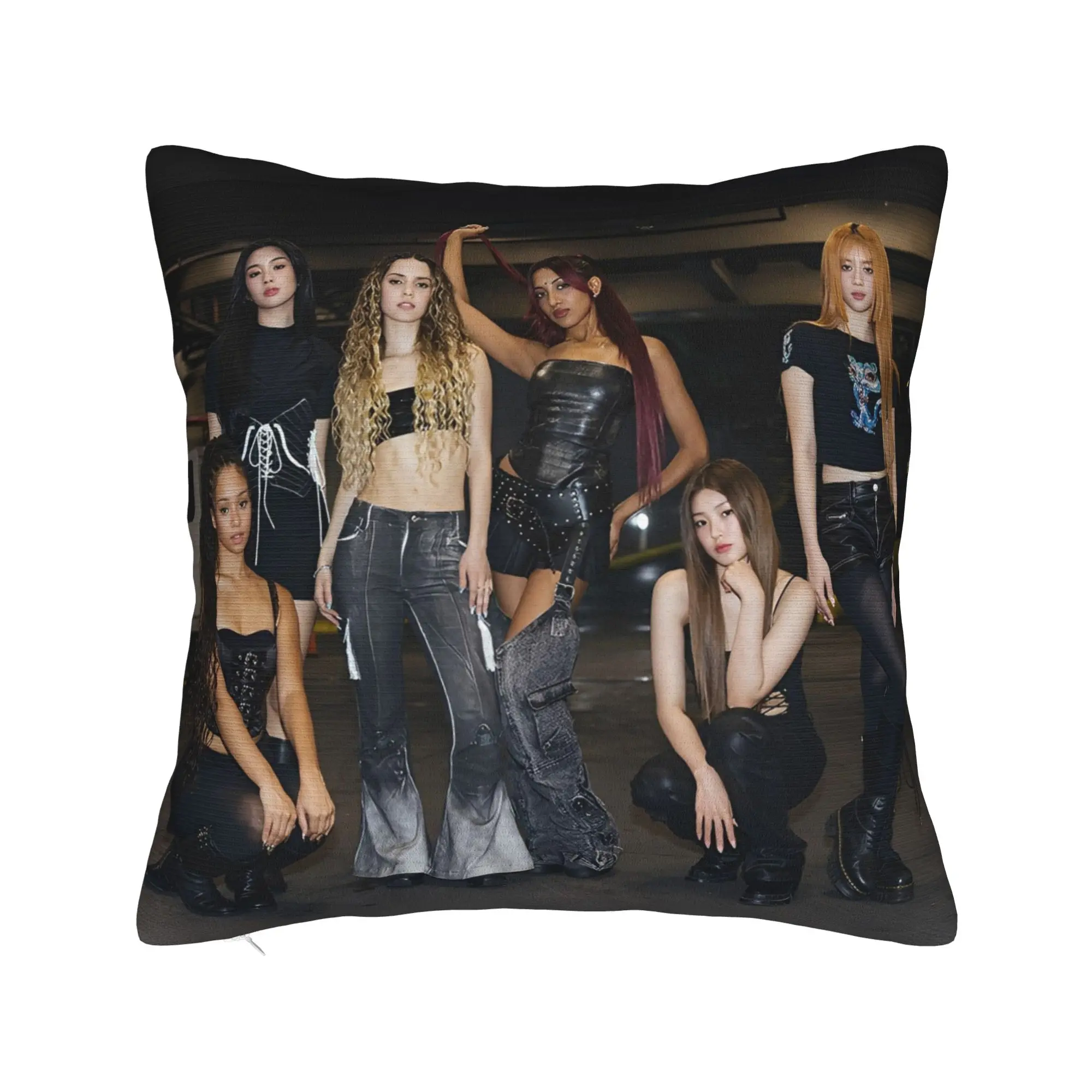 1pc KATSEYE Girl Group Pillow Cover, Polyester 2D Double-Sided Print, 