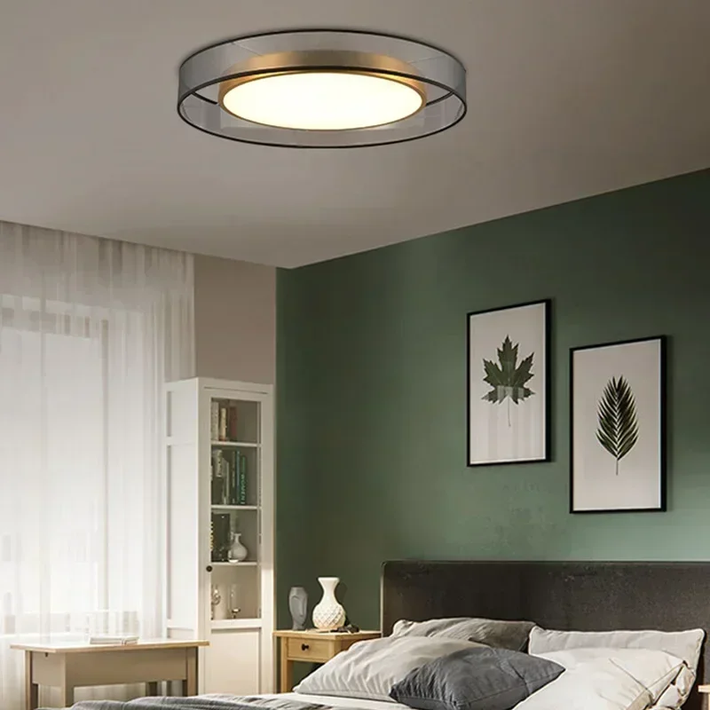 

LED Ceiling Lamp All Copper Modern Living Room Light Nordic Simple Room Round Bedroom Decorative Light Ceiling Light
