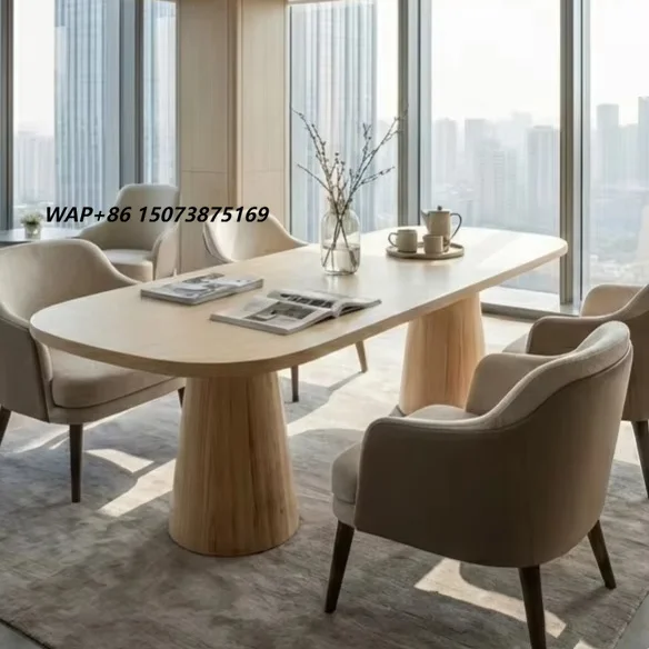 Modern Minimalist European Rectangle Solid Wood Dining Table for Diningroom Restaurant Hotel Villa