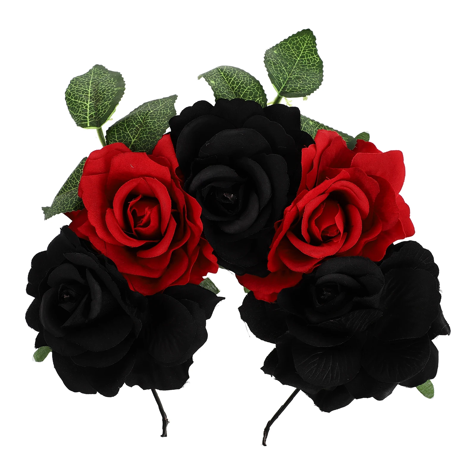

1Pc Rose Flower Hair Hoop Halloween Party Hairband Wreath Hair Accessory Bright Colors Cosplay Headband