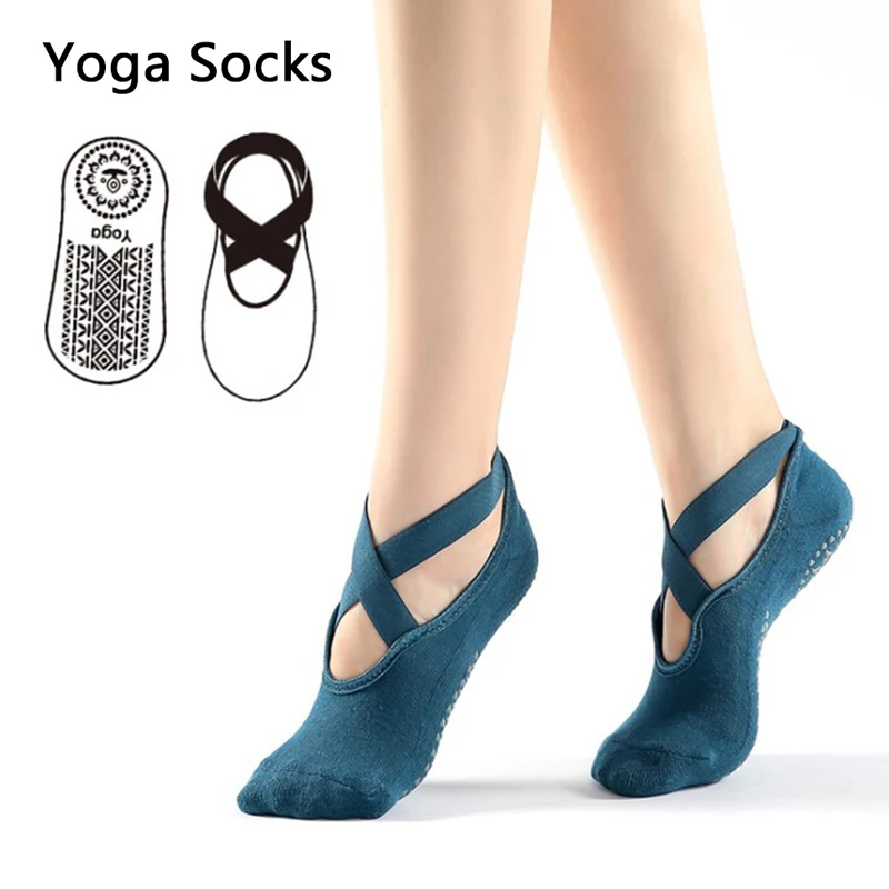 Yoga Socks for Women Anti-Slippery Bandage Breathable Pilates Ballet Dance Socks Half Toes Socks
