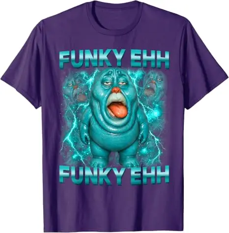 Funky Ehh Weird Glossy Blue Blob Viral Brainrot Meme T Shirt Y2k Funny Aesthetic Clothes Soft Cotton Short Sleeve Tee Shirt Gift