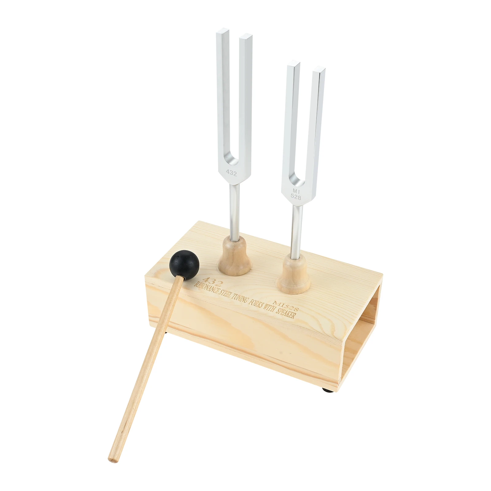 2Pcs 423Hz 528Hz Tuning Forks with Wooden Resonance Box and Rubber Mallet for Meditation Yoga Sound Therapy SPA Aromatherapy