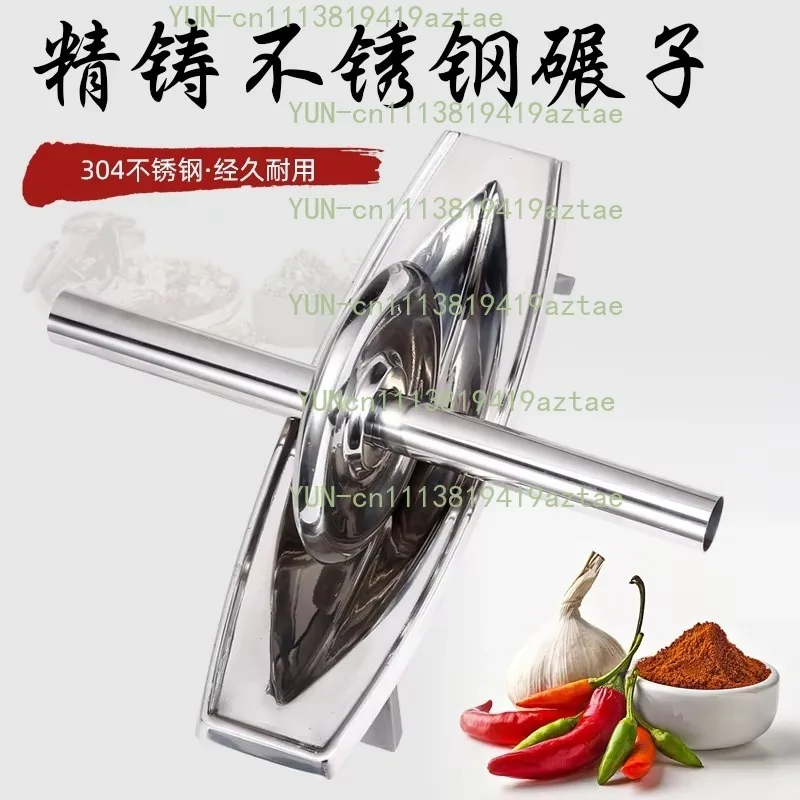 304 mill household old-fashioned stainless steel mill hand push groove stone mortar grinding