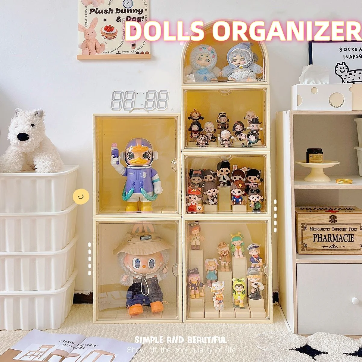 Plush Doll Display Case Doll Display Box For POP-MART Acrylic Handnade Blind Box Display Rack Ladder Action Figures Organizer