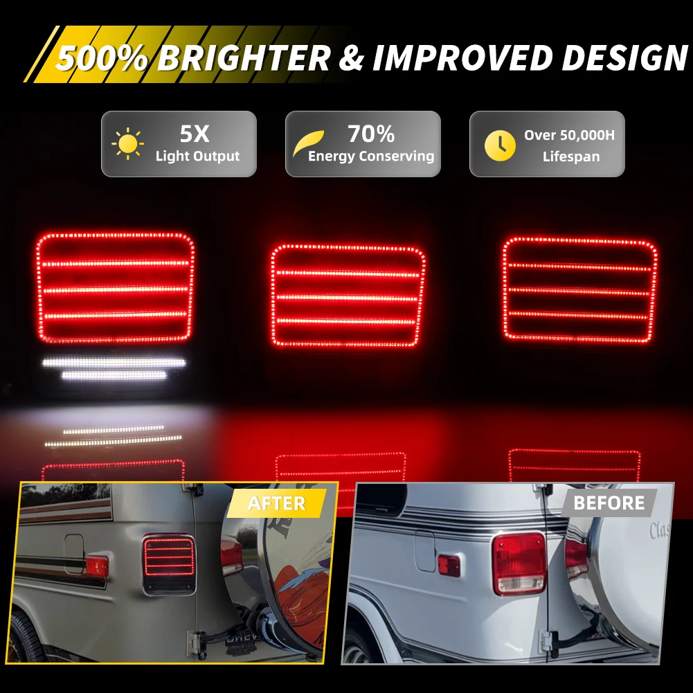 2X الخلفية الذيل ضوء الفرامل ضوء عكس ضوء احتياطية ضوء LED ل 1985-1995 شيفروليه G10 G20 G30 P20 P30 GMC G1500 G2500 G3500