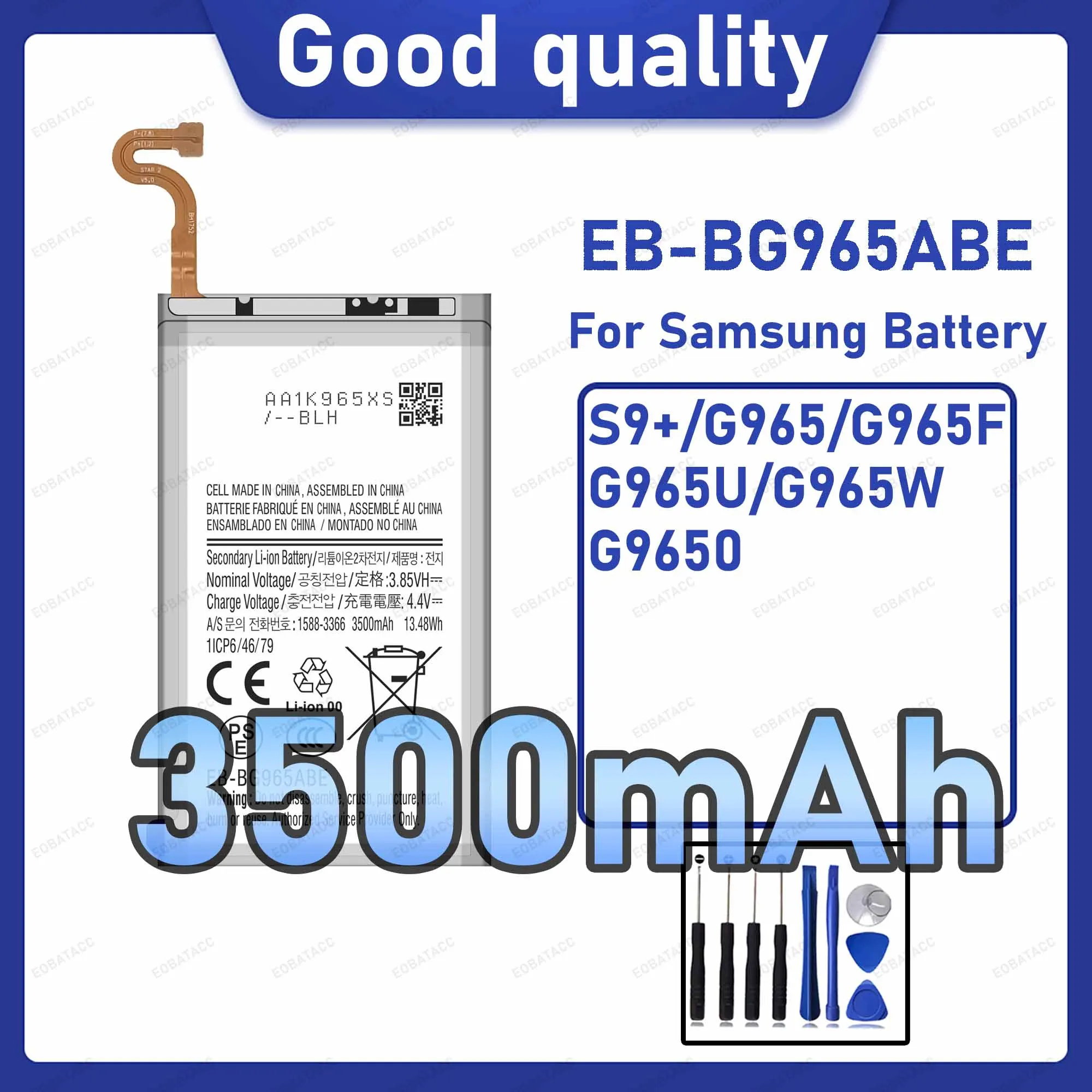 3500mAh EB-BG965ABE Ersatzakku für Samsung Galaxy S9+/G965 mit Reparaturwerkzeug-Set