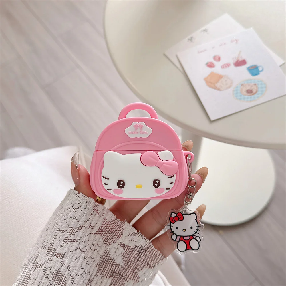 

Kawaii HelloKitty Handbag 3D Earphone case Cover With Charm for Apple Airpods Pro3 Pro2 4 Airpods 2 3 4 Headphone Cases Cute Fun
