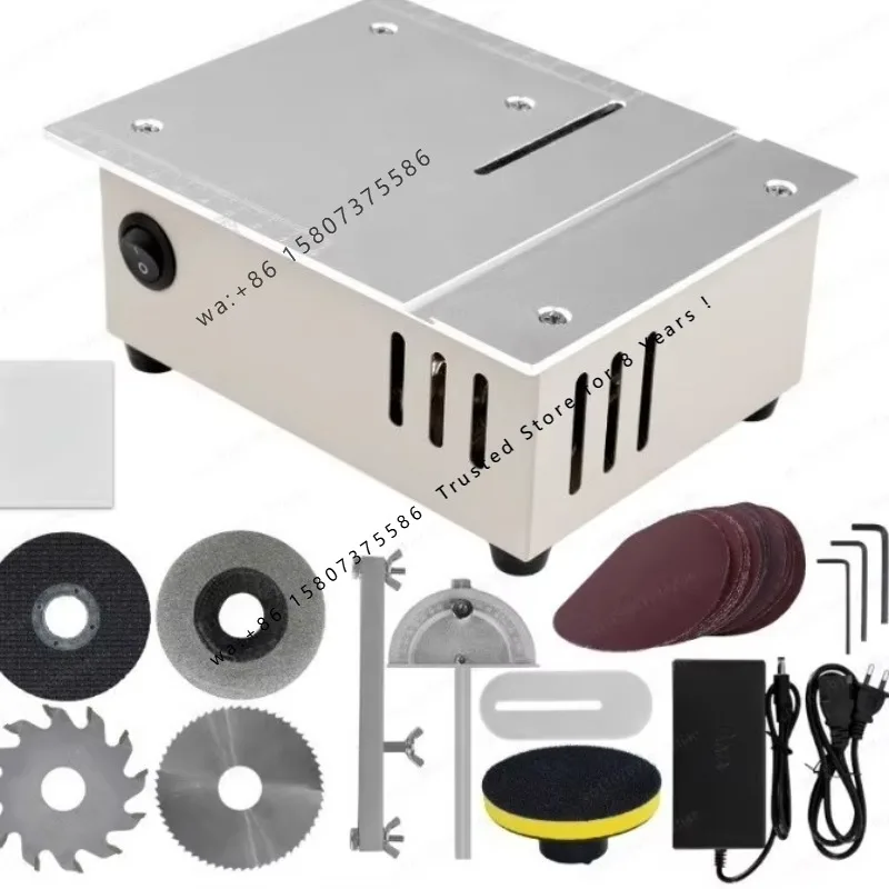 Micro Table Saw With 4 Sets Saw Blades Dual Motor Control 7 Speed 96w Portable Precision Table Saw Height Adjustable 0.1-15mm