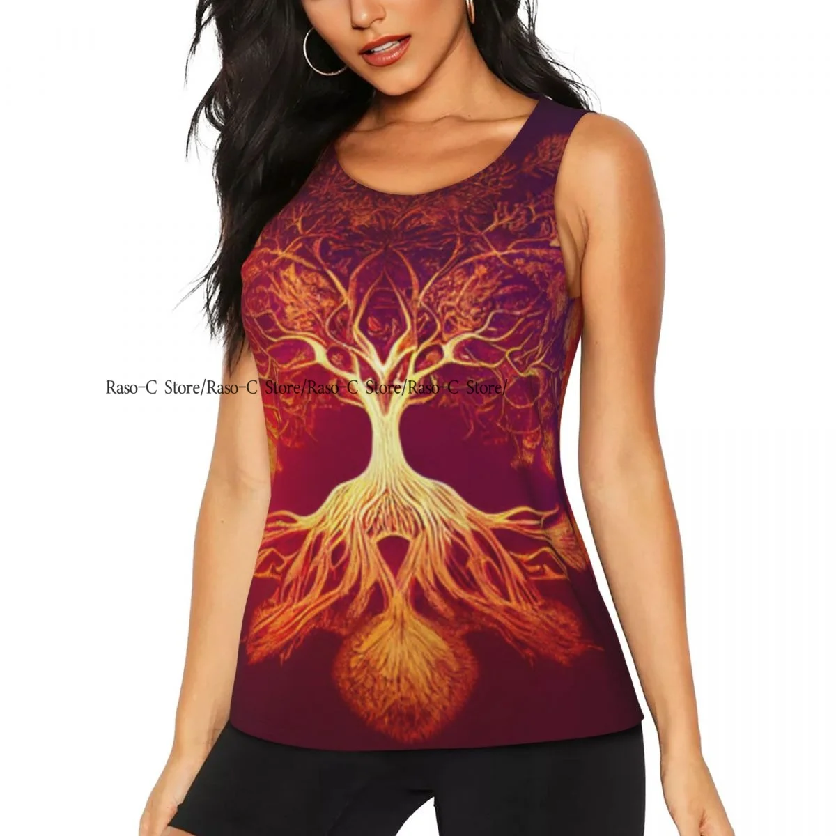 

Женский сексуальный жилет «Древо жизни» Yggdrasil, топы без рукавов с круглым вырезом, женский повседневный базовый камзол