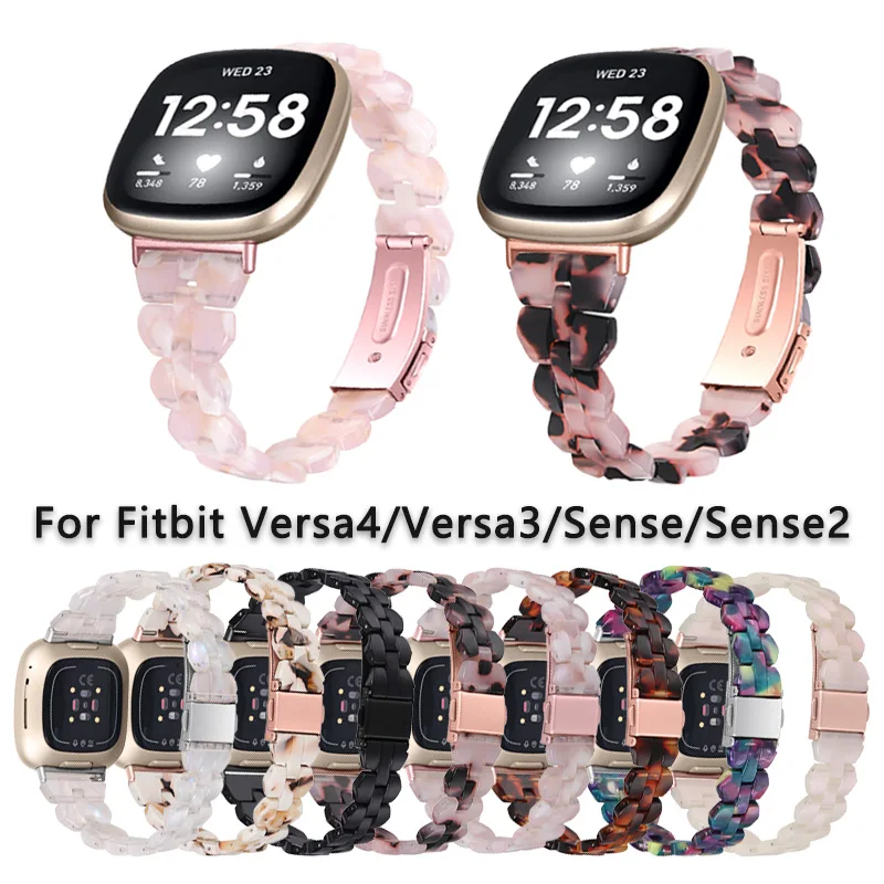 resin band for fitbit sense sense 2 Watchband Women Men Wrist strap Diamond-shaped resin strap for fitbit versa 3 versa 4 Watch