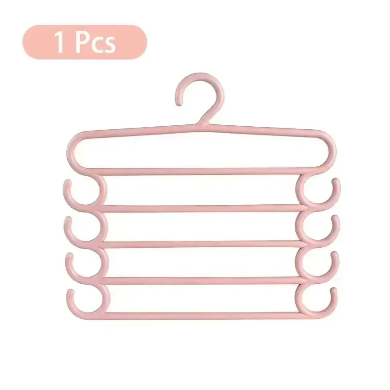 1/2/3pcs Pants Rack Multifunctional Household Saving Space Multi Layer Trousers Hanger Pants Closet Color Clothes Peg 5 Layers