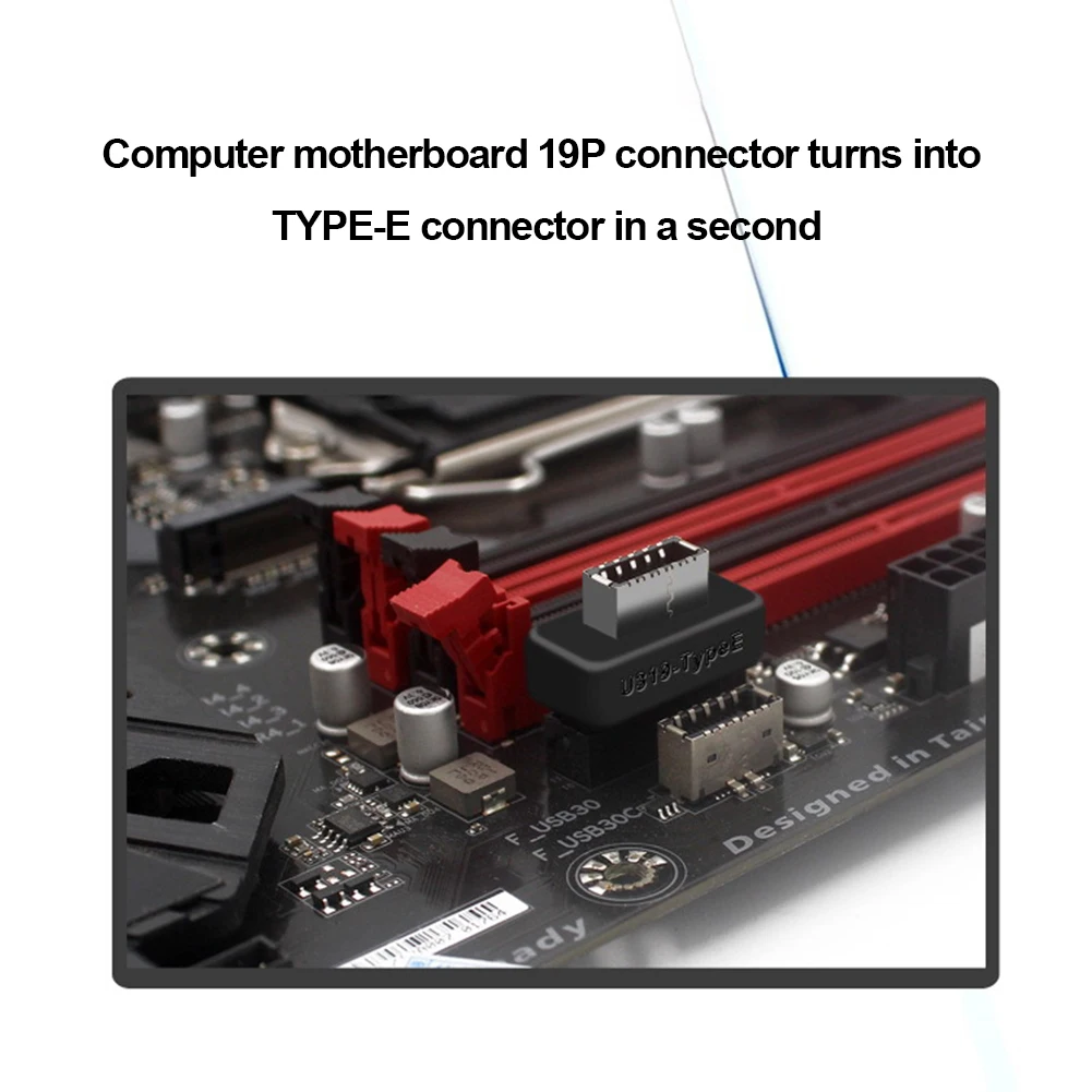 90 Degree Converter 19Pin / 20Pin To Type-E Front Chassis Type C Plug-in Port Internal Header To Type E Adapter Connector