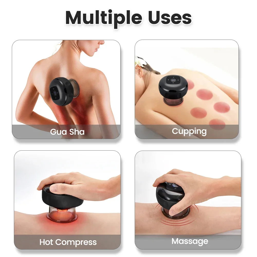 2pcs Vacuum Cupping Massager Guasha Scraping Fat Burning Slimming for Muscle Soreness 12 Levels Smart Dynamic Cupping Jar