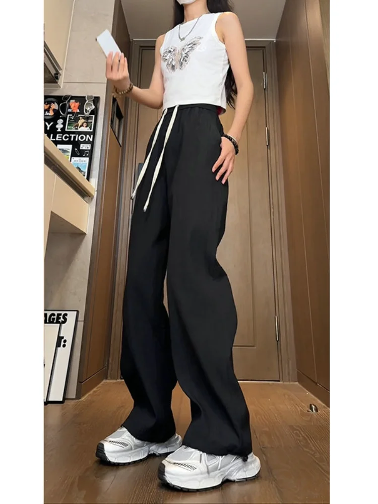 

Американские свободные прямые повседневные брюки для мужчин, лето 2024, новые модные брендовые брюки в стиле High Street, длинные брюки для пар