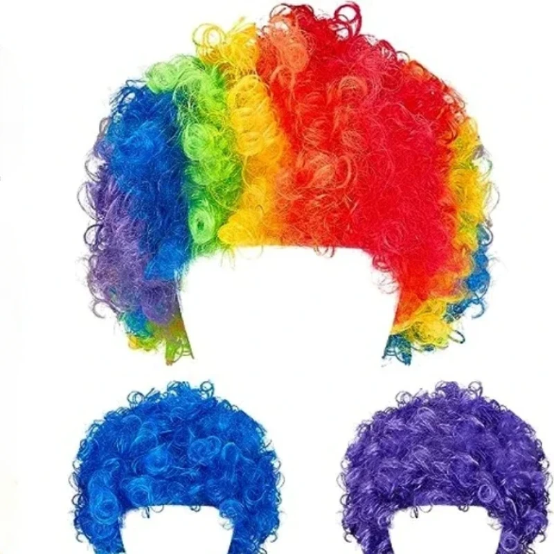 Foot ball Fans Clown performance wig activity props Halloween spooky colorful head cover fluffy Holiday Party Hats stage props