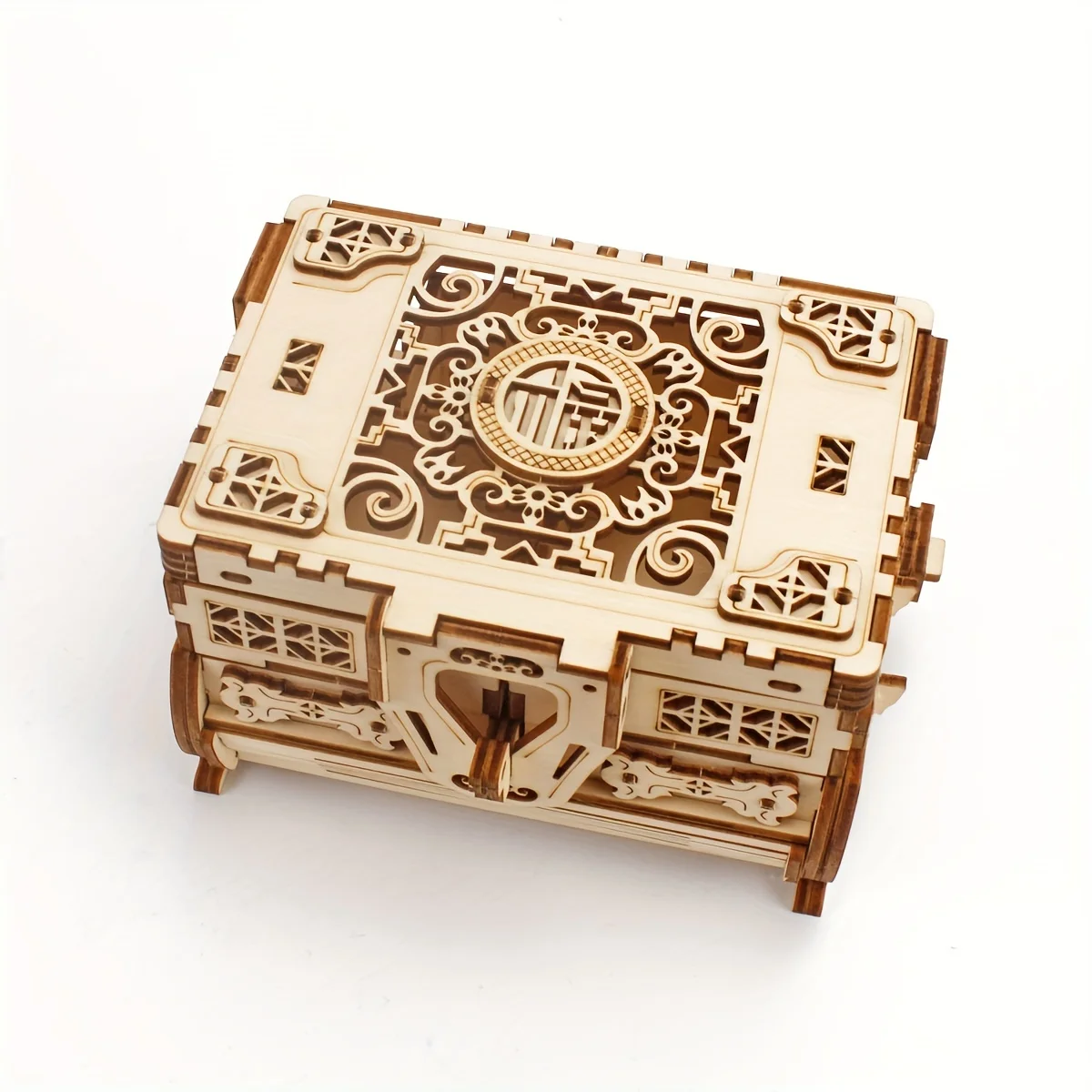 3D three-dimensional puzzle gift wooden hand-assembled machinery creative treasure box can be opened, jewelry box.