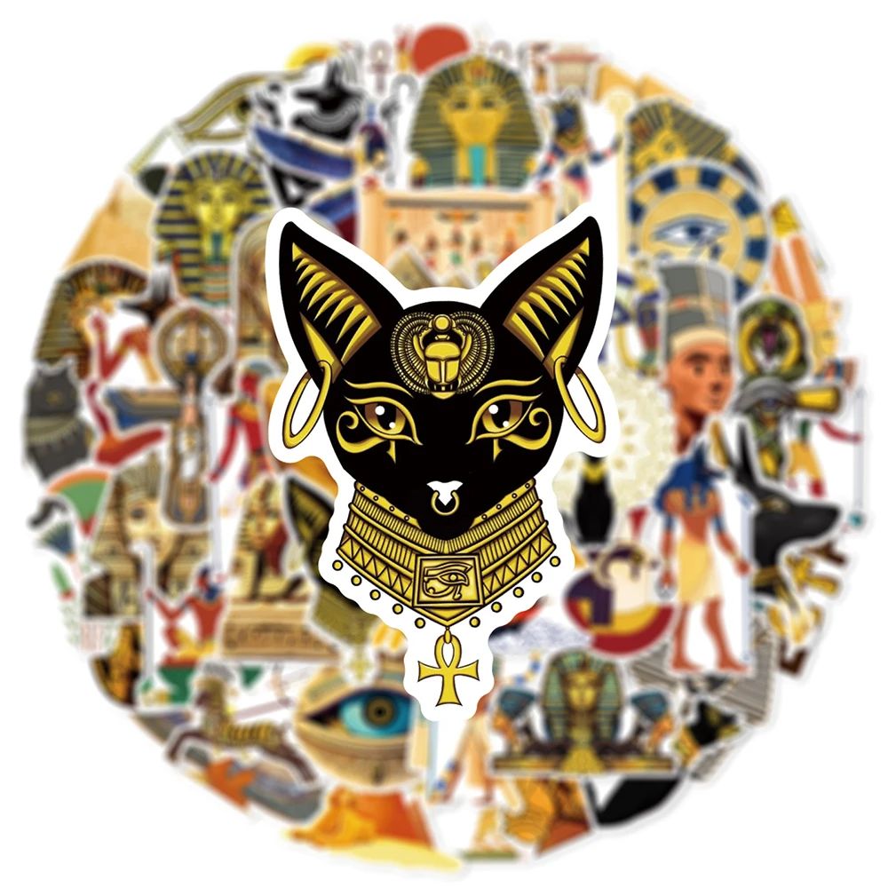 

10/30/50pcs Vintage Egypt Pyramid Pharaoh Cartoon Stickers Decals DIY Water Bottle Scrapbook Phone Bike Cool PVC Kid Sticker Toy