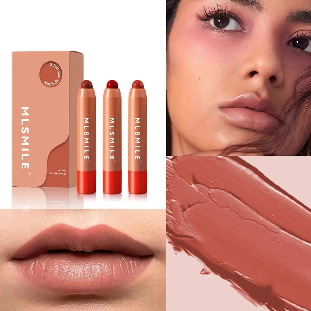 Kit de batom nutritivo hidratante, caneta colorida duradoura, bálsamo longo de água, G1Z0, 3pcs