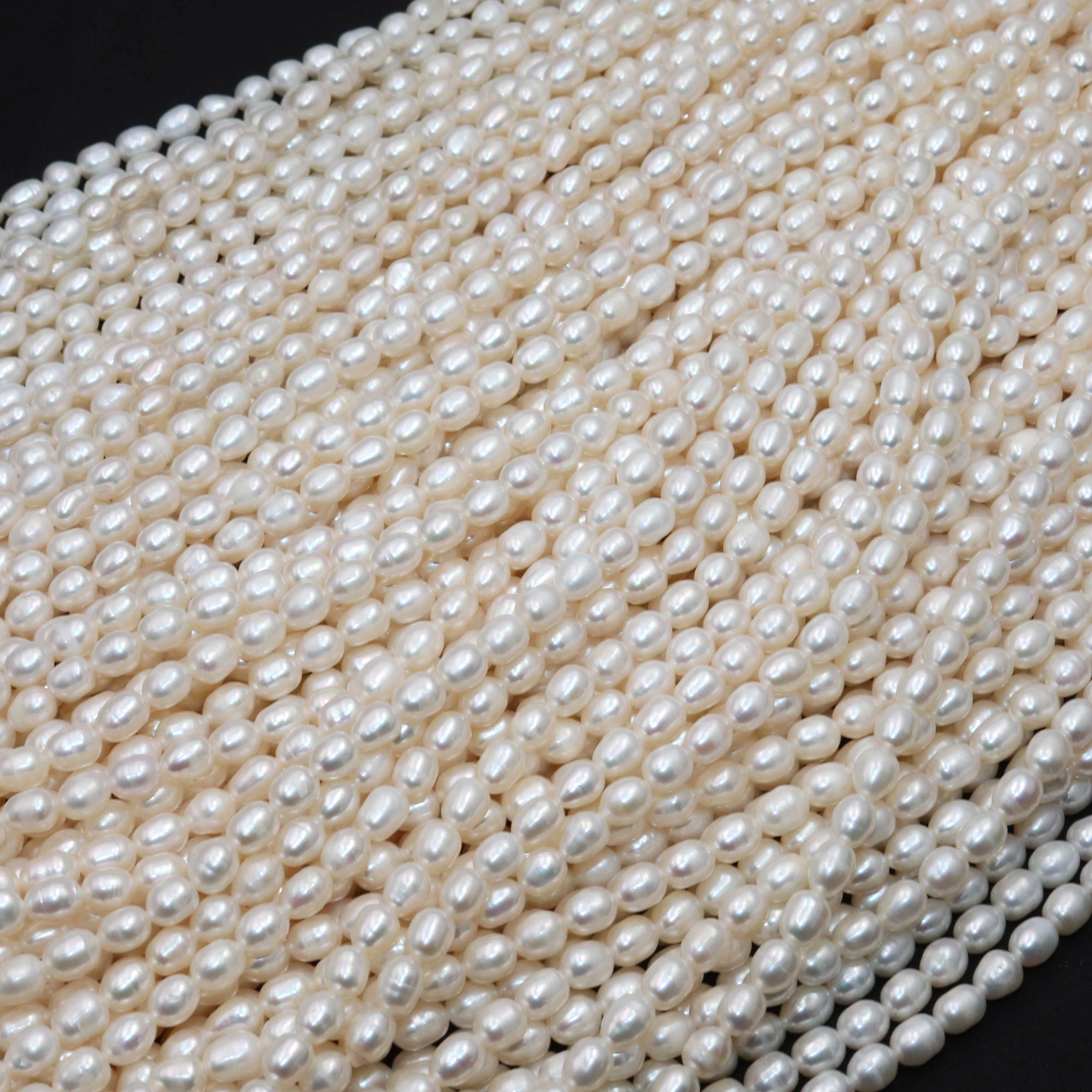 

4-5MM Natural Freshwater Pearl Rice Shape Spacer Beads For Jewelry Making Charm DIY Craft Bracelet Necklace Earrings