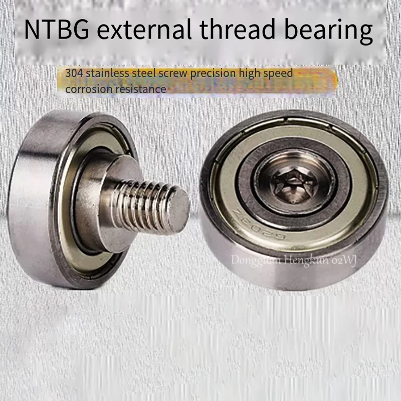 NTBG External Thread Bearing Steel 608-22-7C3L8M6 M8 M10 M12 M15 Screw Bearing BJL 304 Stainless Steel Ball Bearing Bolt Thread