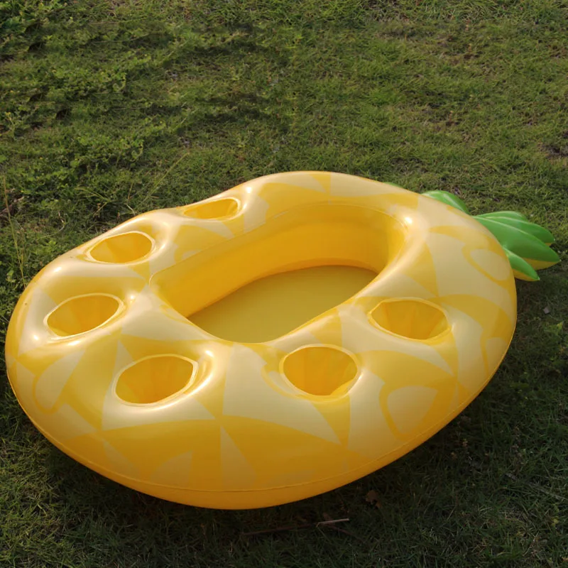 Pool Bar Pineapple Inflatable Drink Holder with Porous Floating Table Design for Secure Outdoor Drink Placement