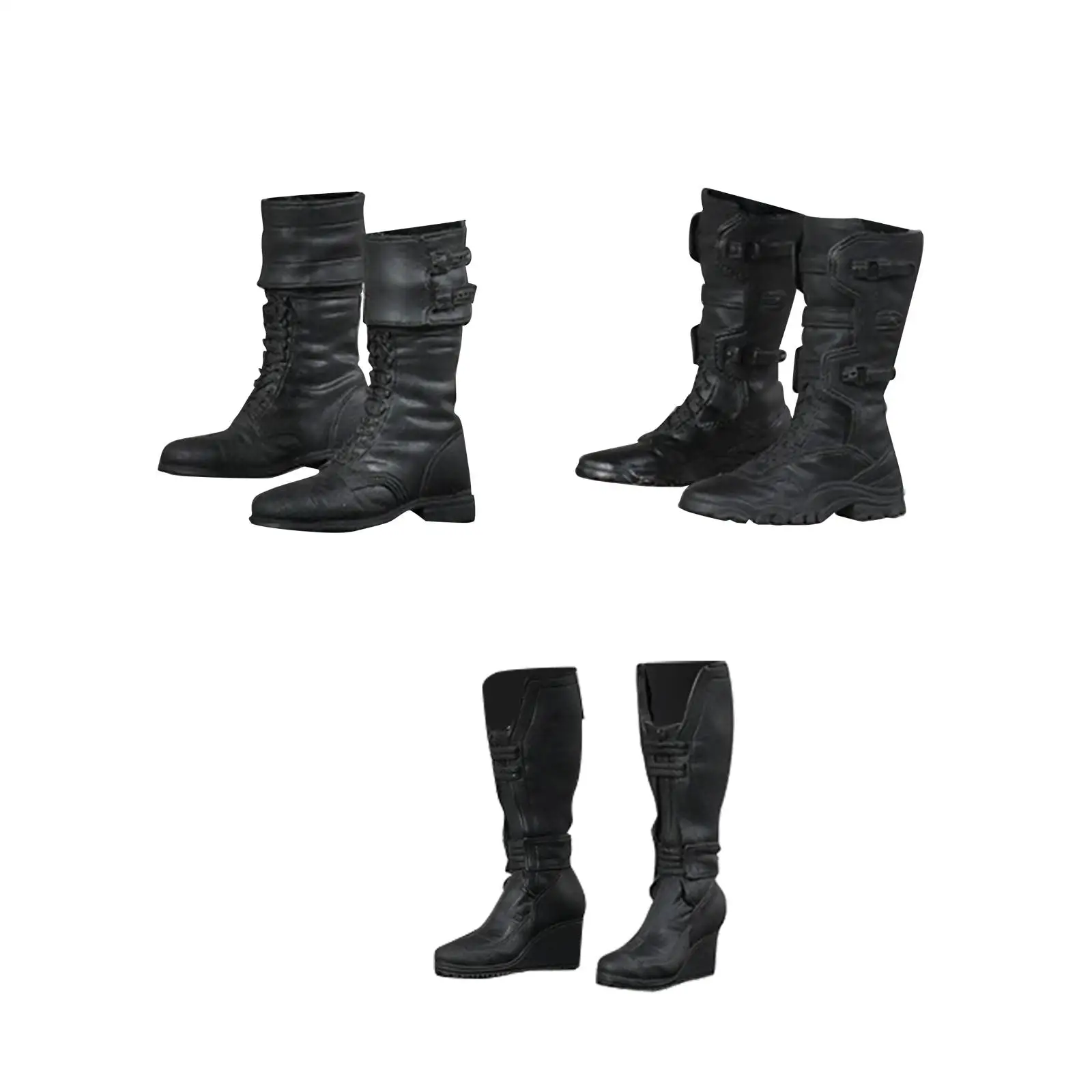 1:6 Scale Boots Shoes Mid Calf Boots Accessories Outfit, Retro Work Boots Figure Boots Costume for 12inch Figures Accessories