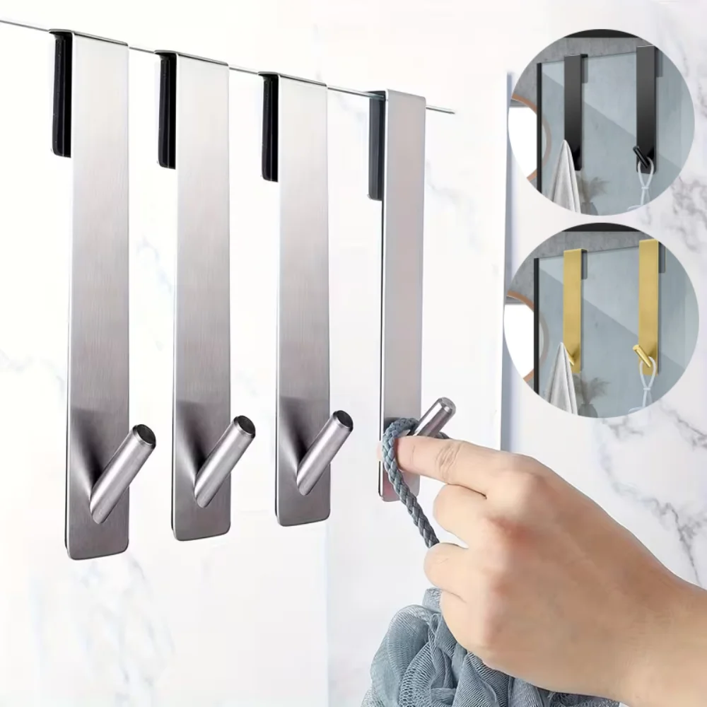 2 Stück Edelstahl S-förmige Handtuchhalter für Glasduschtüren, Badezimmer-Bademantelaufhänger, Haken