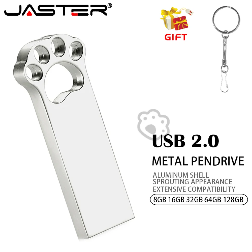 

Металлический флэш-накопитель Cat Claw USB 2.0, 128 ГБ, 64 ГБ, брелок-накопитель, 32 ГБ, флэш-накопитель U-диска, креативные подарки