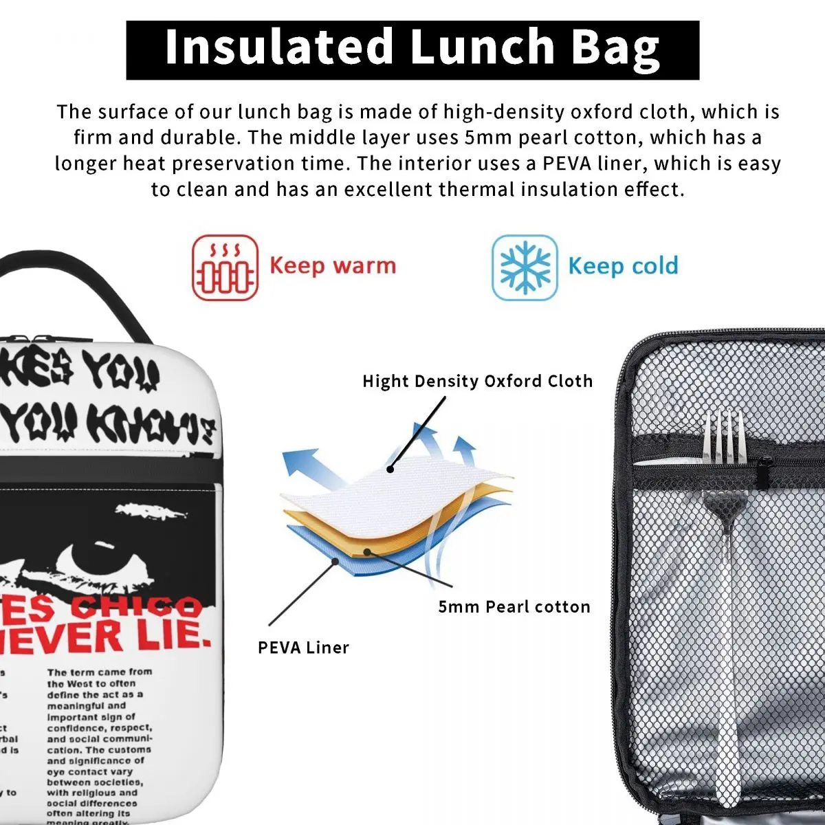 Scarface The Eyes Never Lie Thermal Insulated Lunch Bag for Work Portable Food Container Bags Men Women Cooler Thermal Food Box