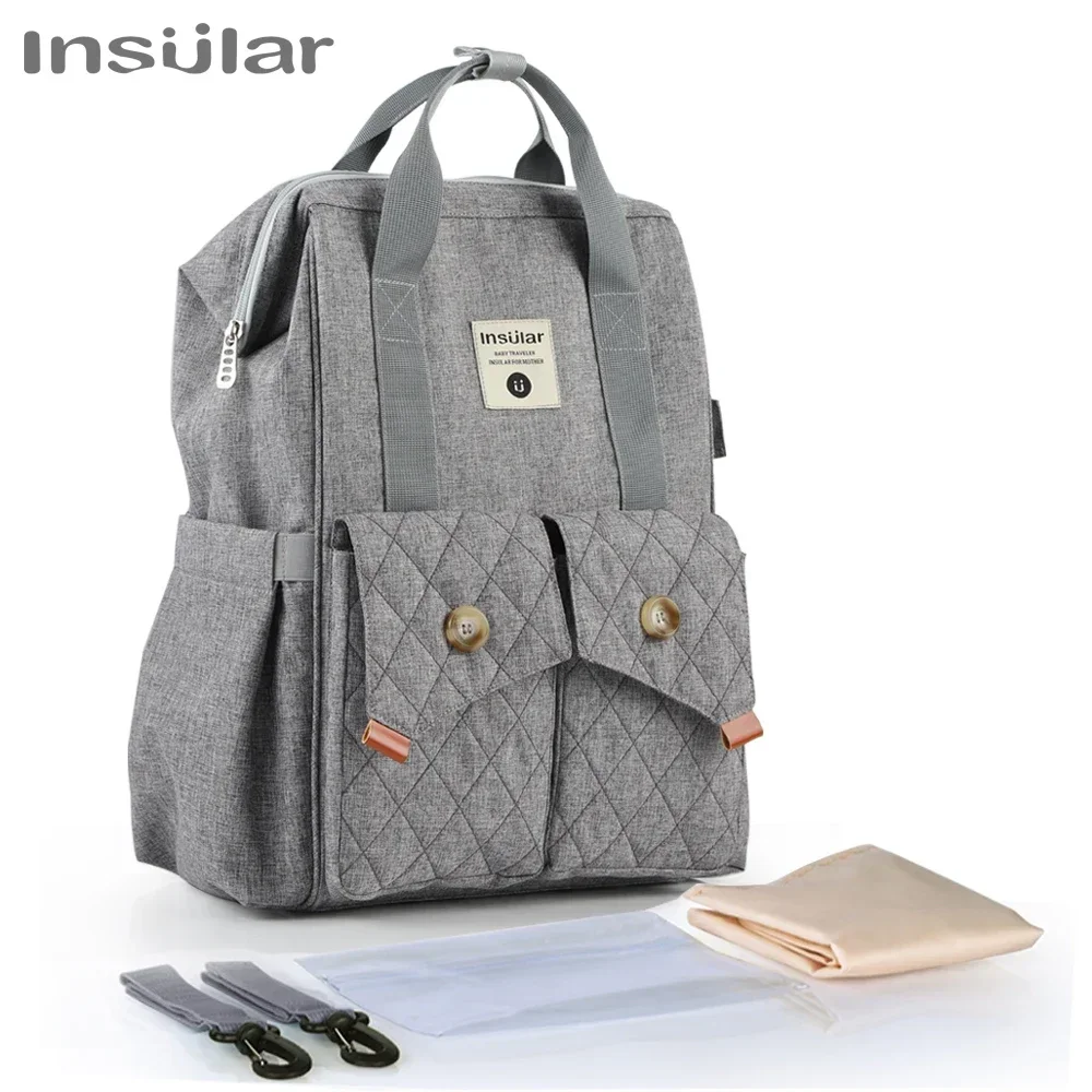 Insular Diaper Nursing Bag Mummy Maternity Bag For Baby Stuff Travel Baby Nappy Changing Backpack For Mom Stroller Organizer Bag