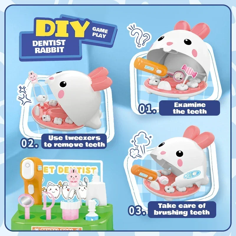 31 قطعة لعبة منزل العناية بالأسنان مقلد طبيب الأسنان ألعاب طبيب الأسنان نموذج لعب الأدوار ألعاب الأطفال هدية السنة الجديدة